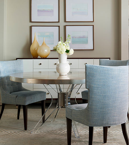 Ariel Round Dining Table - Brushed Nickel Accent